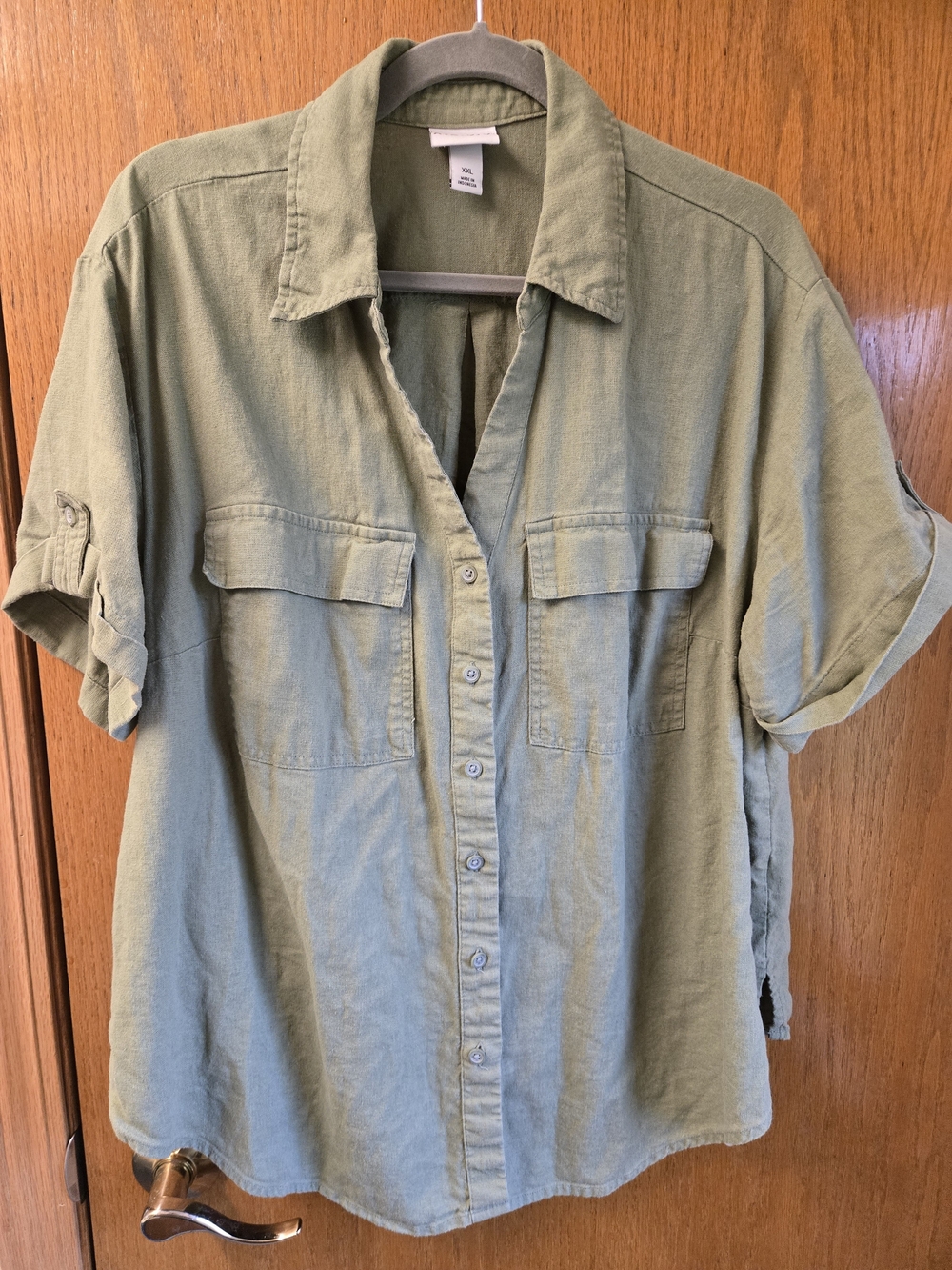 Ava & Viv Olive Utility Button-Down Shirt